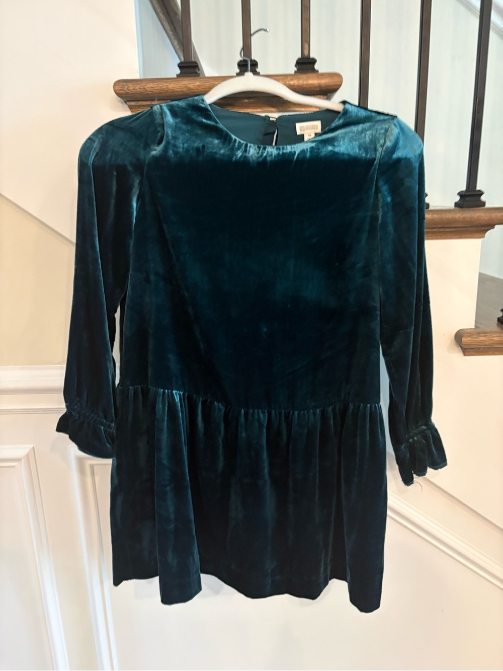 Gymboree Teal Velvet Long-Sleeve Girls' Dress